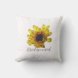 Coussin Bridesmaid Personnalisé Jaune doré Mariages florau