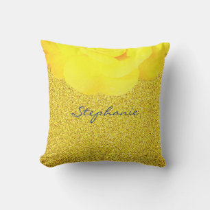 Coussin Bridesmaid Yellow Floral Gold Parties scintillant