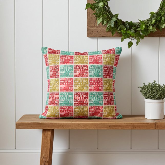 Coussin Bright Colorful "HO! Oh ! Oh ! Motif de Noël (Créateur téléchargé)