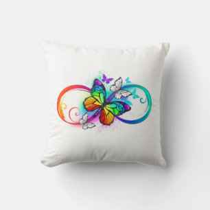 Coussin Bright infinity with rainbow butterfly