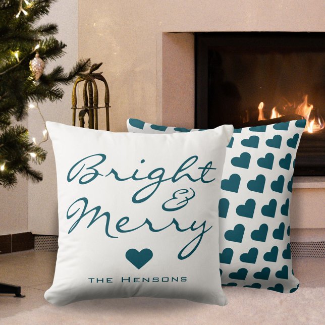 Coussin Bright Joyer Script Coeur Nom de famille Noël (Créateur téléchargé)