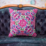 Coussin Bright magenta rose bleu carreaux mexicains motif<br><div class="desc">Carrelage mexicain bleu magenta clair,  oreiller jeté par un motif,  accent coloré pour la décoration de votre chambre.</div>