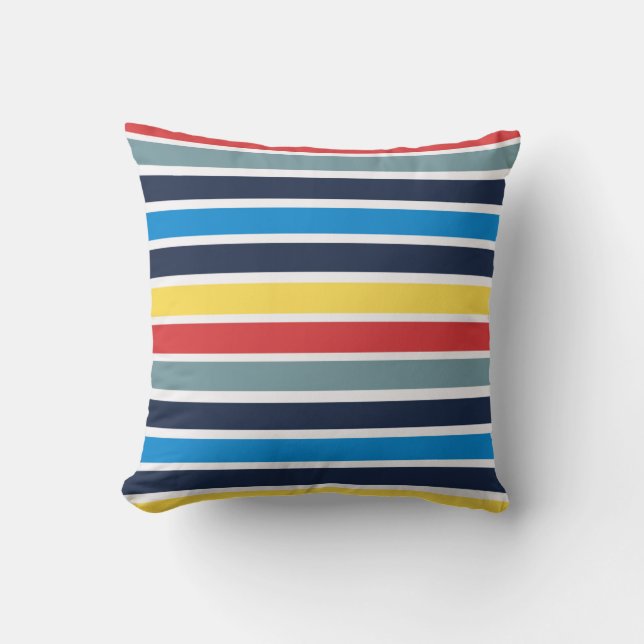 Coussin Bright multicolore bandes horizontales. (Recto)