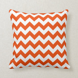 Coussin Bright Orange and White Chevron