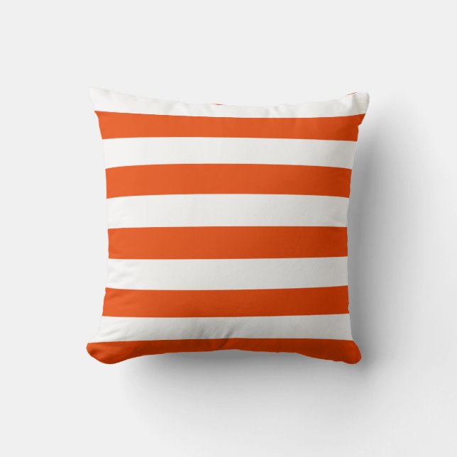 Coussin Bright Orange and White Stripes (Recto)
