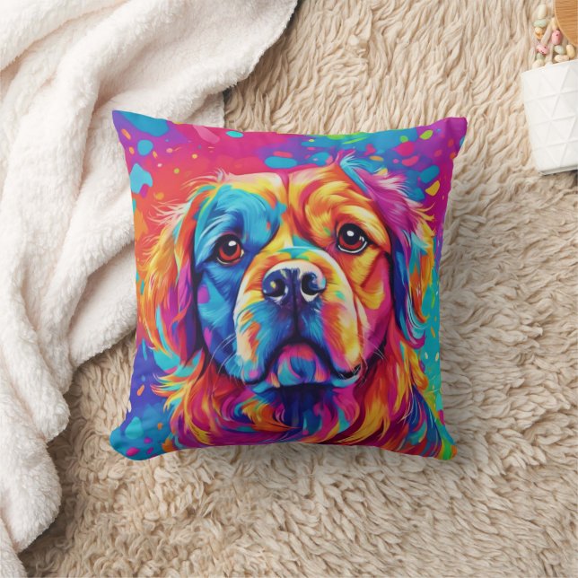 Coussin Bright Pup : Conception de chien coloré (Couverture)