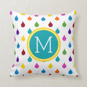 Coussin Bright Rainbow Raindrops Monogram