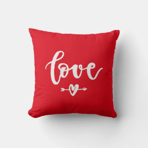 Coussin Bright Red Typography Love Throw Pillow