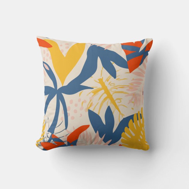 Coussin Bright Summer Tropical Plantes Abstraits (Recto)