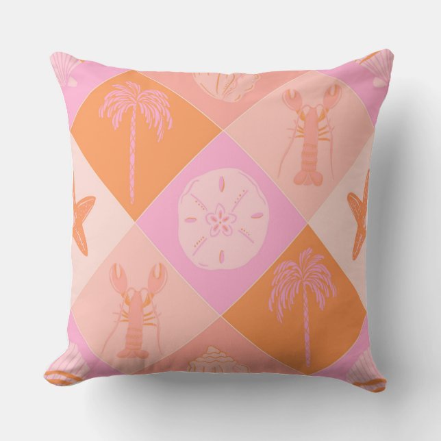 Coussin Bright & Trendy Beach Patchwork Throw Pillow  (Recto)