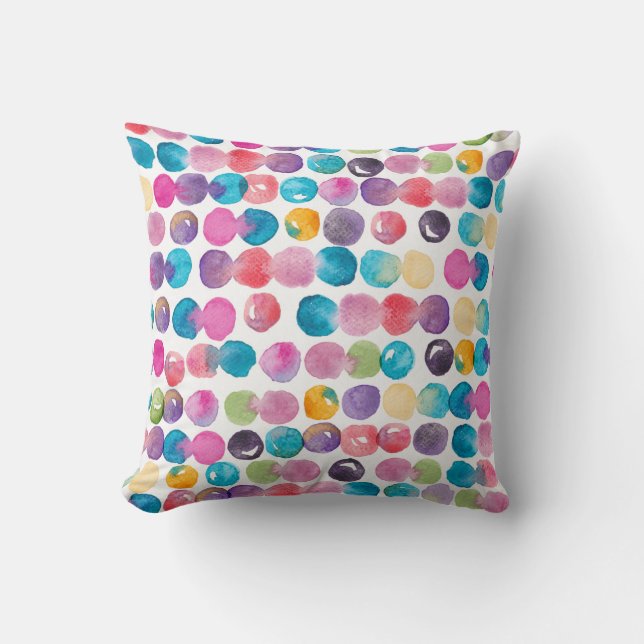 Coussin Bright Watercolor Throw Pillow – Colorful Abstract (Recto)