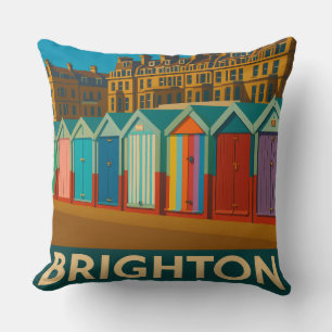 Coussin Brighton Beach Huts - Imprimer de bord de mer colo