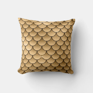 Coussin Brillant Pailleté Doré Bronze Écaille de Poisson S