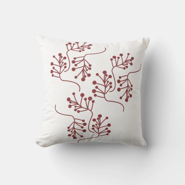 Coussin Brins de baie de Noël Branches rouges festives (Recto)