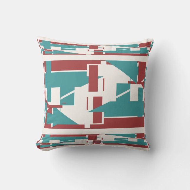 Coussin Brique Rouge Turquoise Bleu Méditerranée 3 niveaux (Recto)