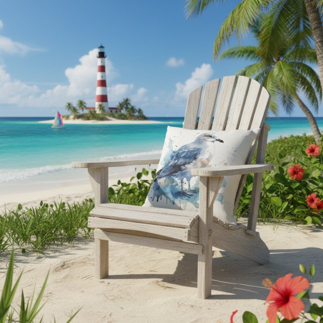 Coussin Brise océanique : Aquarelle Mouette (Créateur téléchargé)