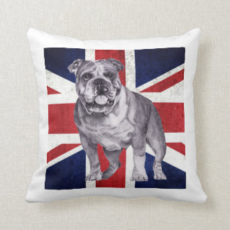 Coussin britannique d'Union Jack de bouledogue par
