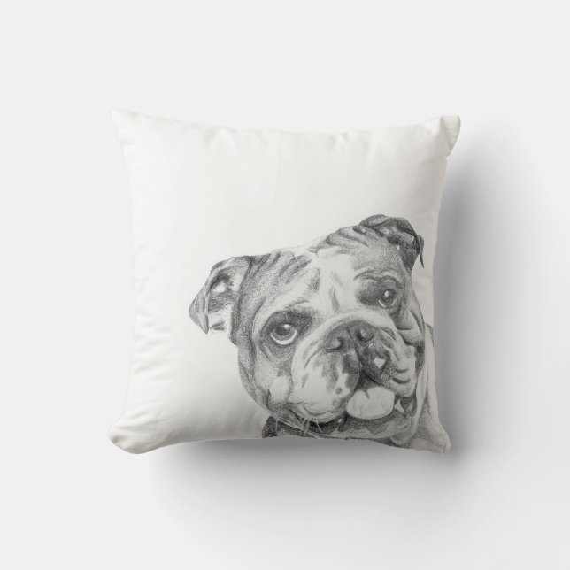 Coussin britannique mignon de bouledogue par la (Recto)