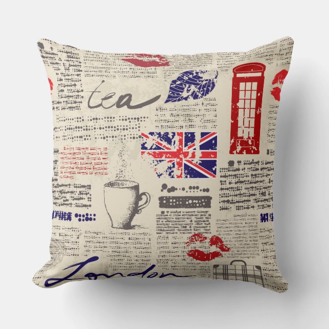 Coussin British newspaper pattern (Recto)