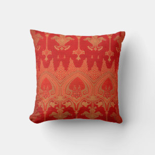 Coussin Brocart Élégant Vintage Damassé Rouge