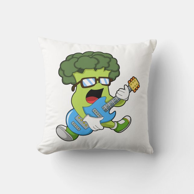 Coussin Broccoli as Musician with Guitar (Recto)