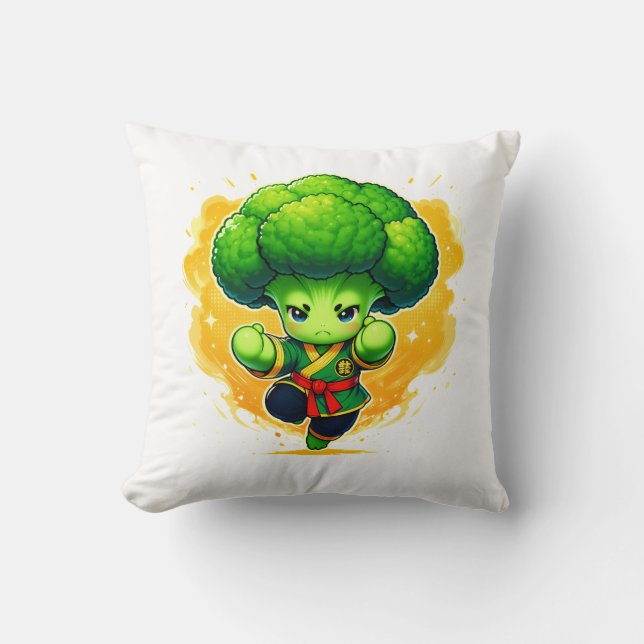 Coussin Broccoli Karate Kid — Cute Veggie Warrior (Recto)