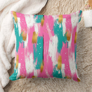 Coussin Brochures Abstraites colorées - Menthe et rose (3)