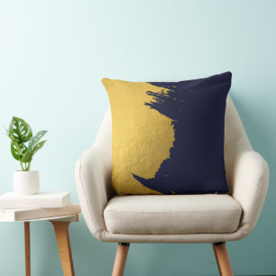 Coussin Brochures Faux Gold avec Arrière - plan bleu marin