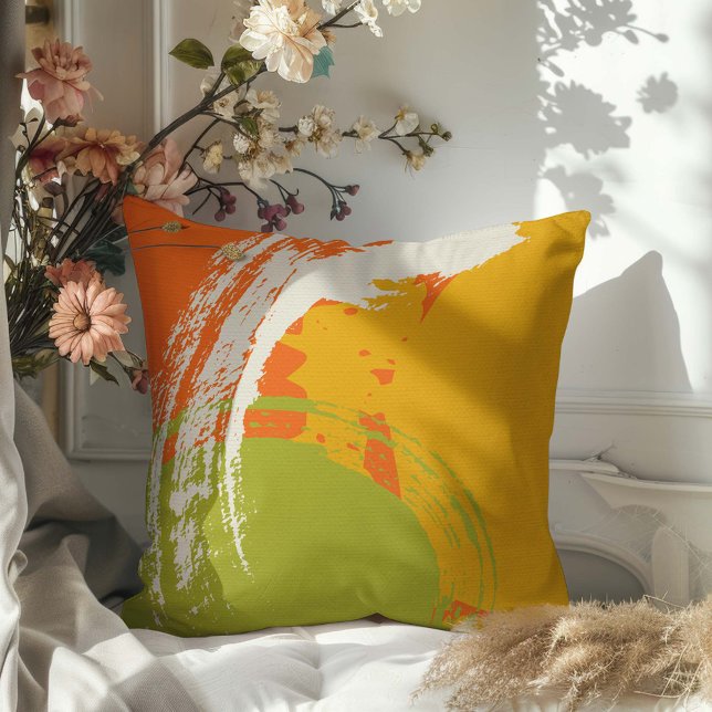 Coussin Brochures modernes - Orange, Vert & Jaune (Créateur téléchargé)