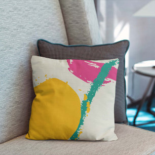 Coussin Brochures modernes - Rose, Turquoise & Jaune sur c