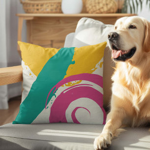 Coussin Brochures modernes - Rose, Turquoise & Jaune sur c