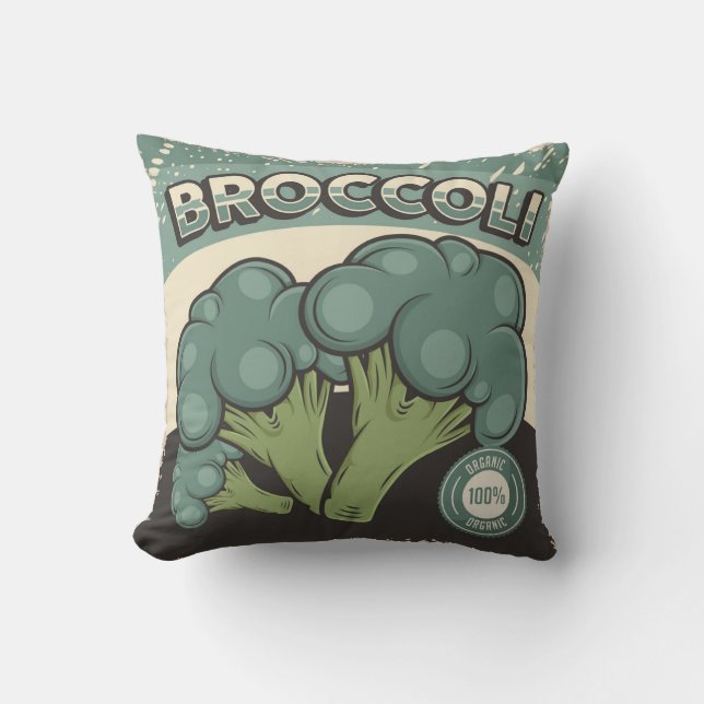 Coussin Brocoli végétal Vintage rétro (Recto)