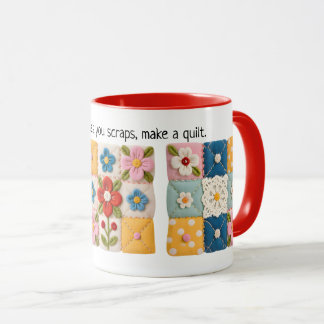 Coussin brodé de fleurs patchwork Mug