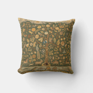 Coussin Broderie Anglaise Ancienne Arbre de Vie et Licorne