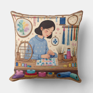 Coussin Broderie au point de croix comme passe-temps
