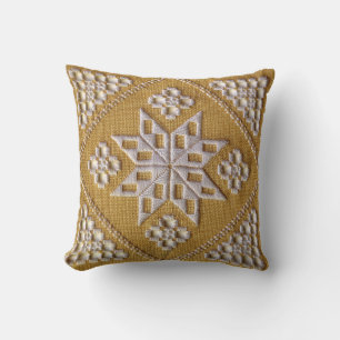 Coussin Broderie blanche IMPRIMÉE sur lin personnalisé