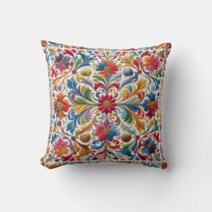 Coussin Broderie colorée À l'air de design floral