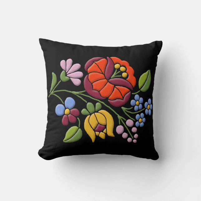 Coussin Broderie de Kalocsa - art populaire hongrois (Recto)