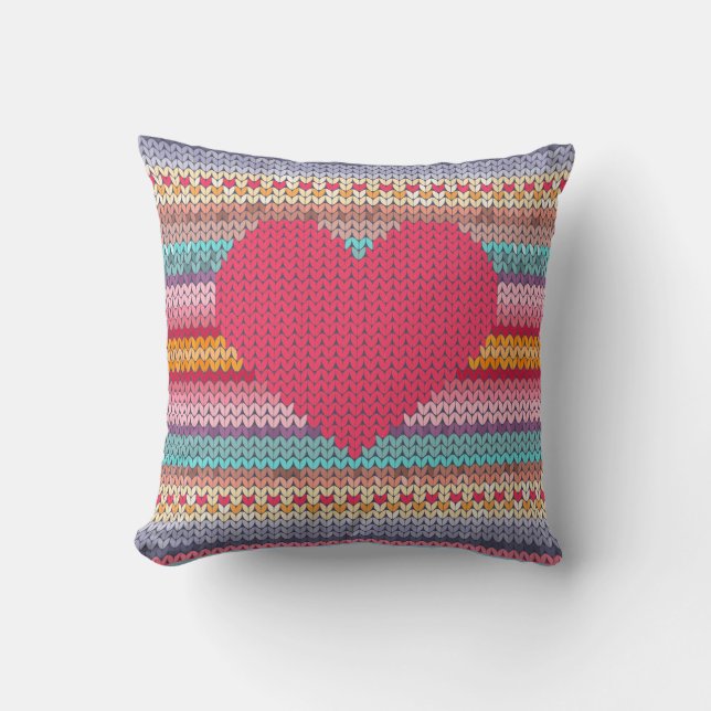 Coussin Broderie de laine de faux de valentine de coeur (Recto)