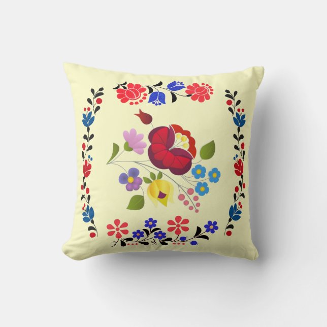 Coussin Broderie hongroise de fleur d'OPUS (Recto)