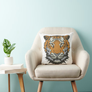 Coussin Broderie imitation tête de tigre