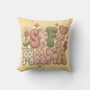 Coussin Broderie Rétro Design Maman Douce - Flore Vintage