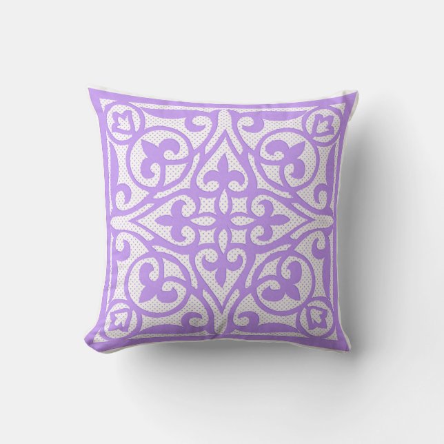 Coussin Broderie suisse sur lin - violet (Recto)
