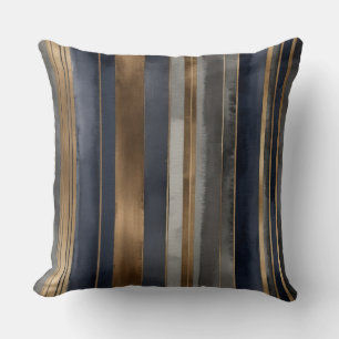 Coussin Bronze Bleu et rayures de charbon