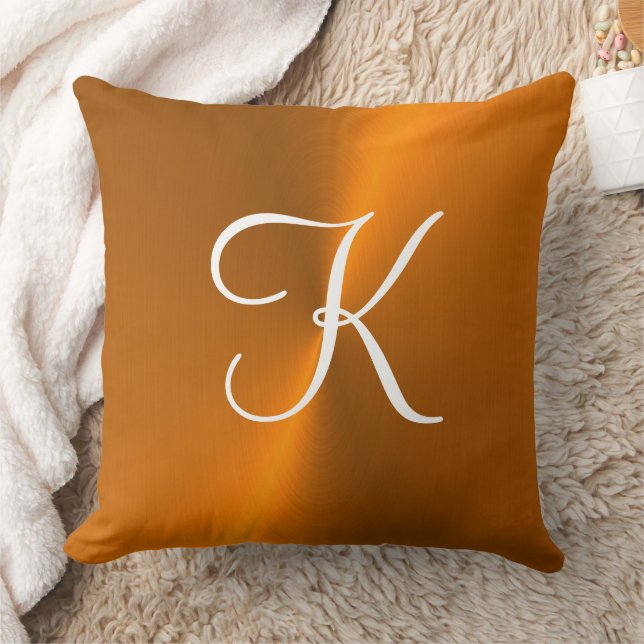 Coussin Bronze brillant faux monogramme métallique (Couverture)