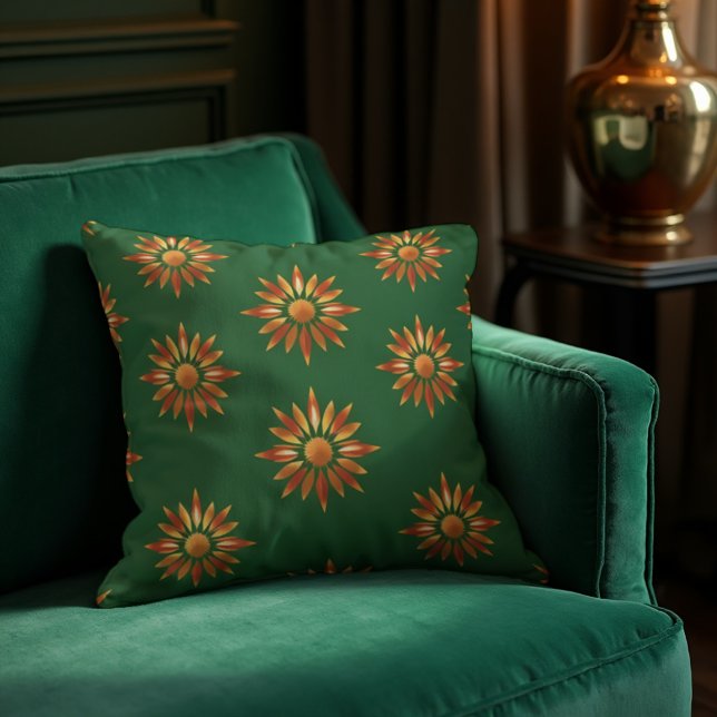 Coussin Bronze et cuivre - Sunburst Luxe Déco (Glamorous Art Deco sunbursts in bronze & copper. Vintage luxury for your home.)