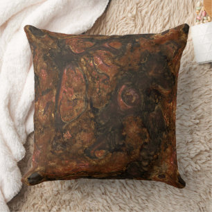 Coussin Bronze et Pierre rose Abstrait