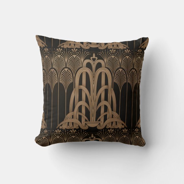 Coussin Bronze, noir, Art déco, Art nouveau, floral, motif (Recto)