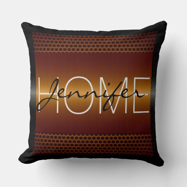 Coussin Bronze Trous métalliques Métal Look Monogramme (Recto)