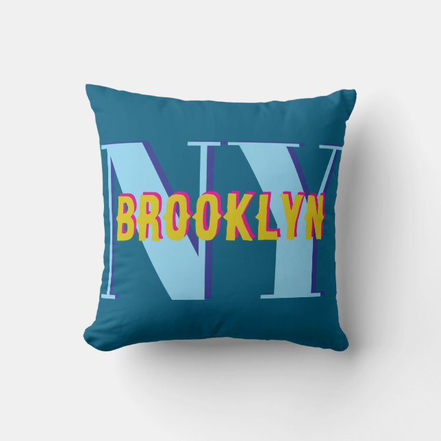 Coussin BROOKLYN NY bleu gris bklyn élégant (Recto)